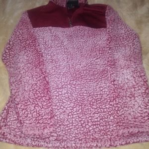 fuzzy maroon sweater